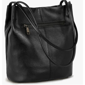 ISWEE Leather Hobo Shoulder Bag Black Purse 11x11x3